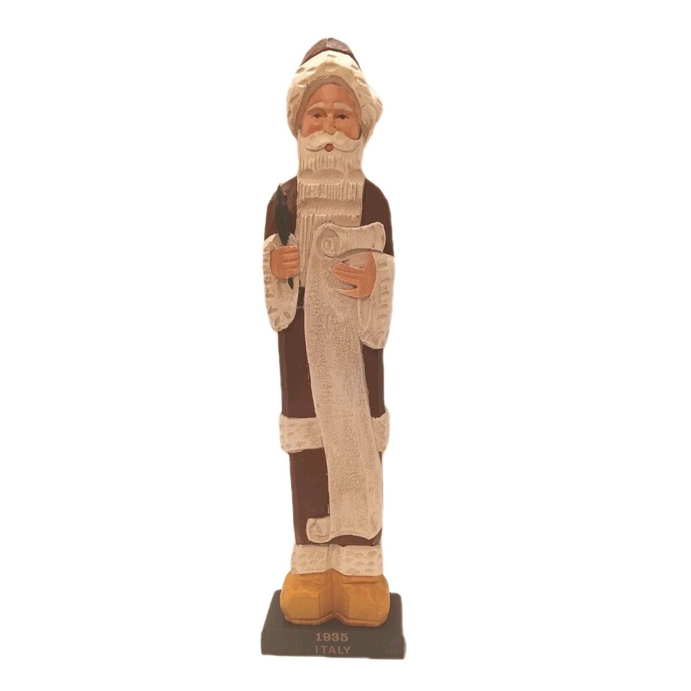 Vtg Mercuries USA 1994 Santa Figurine - ITALY 1986 - Wood Carved Hand Painted